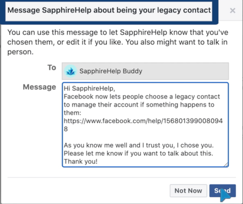 Message your legacy contact