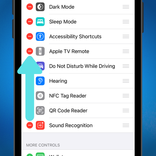 Tap to remove a Control; you can re-add Controls at any time