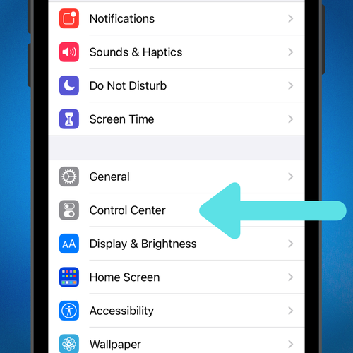 Tap 'Control Center'